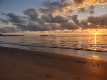 Golden light over the sea and islands